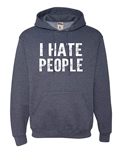Go All Out XX-Large Vintage Heather Navy Mens I Hate People Funny Gift Sweatshirt Hoodie