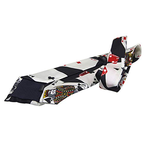 TOYANDONA Gravatas de cartas de jogar, gravatas, pôquer, dados, impressão, gravata para festa (branc