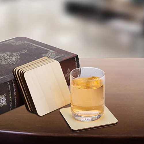 Zeayea 50 Pcs Unfinished Wood Squares Pieces, 4 X 4 Inch Thick Wood Coasters, Wooden Tiles For Coasters, Blank Wood Slices For Crafts, Painting, Writing, Staining #TOP3