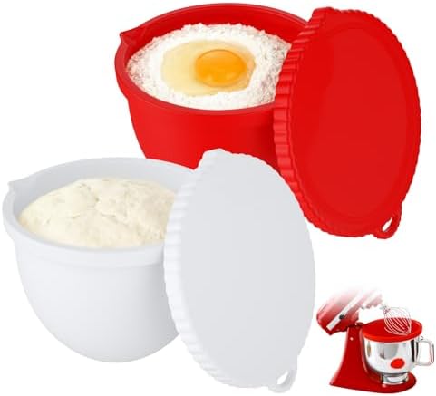 Silicone Bowl Liners for KitchenAid Mixers, Universal Fit for 5-Quart Mixing Bowls, Non-Stick Easy Cleaning-Red/White