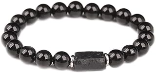 Handmade Black Tourmaline Bracelet, Black Agate Beads, Protection Bracelet, Men's and Women's Jewelry, 7.5 inches, Black Tourmaline, Black Agate, Elastic Cord, black tourmaline