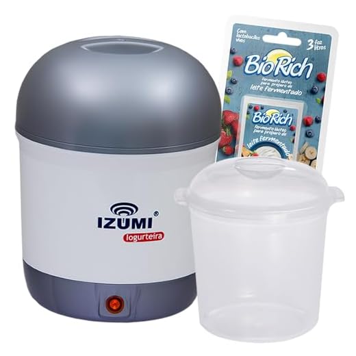 1 Iogurteira Eletrica Cinza Izumi + 1 Pote Adicional Refil + 1 Cartela Bio Rich