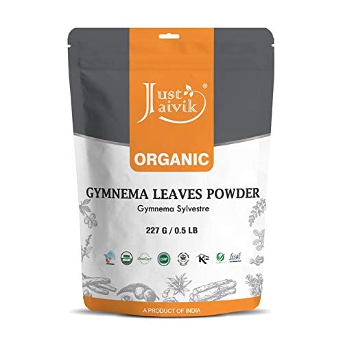 100% Organic Gymnema Leaf Powder (0.5 Lb / 227G / 08 Oz) By Just Jaivik | Raw, Gluten-Free & Non-Gmo - Certified Organic Under Npop And Nop Standards #TOP1
