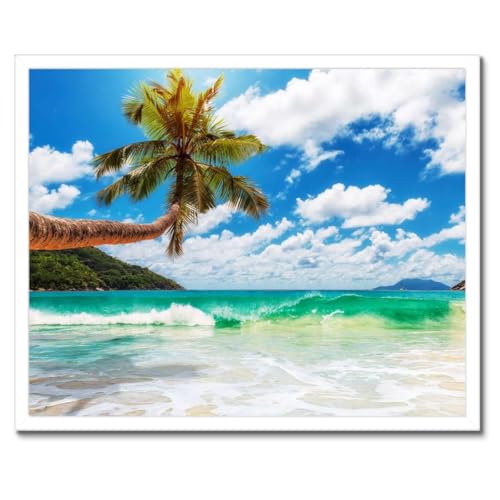 Paysage tropical palmiers poster encadré noir 50x40 décoration murale