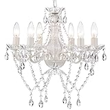 Mr.Color White Chandeliers Crystal Chandelier Lighting Fixture 6-Light Candle Chandelier for Girls Bedroom