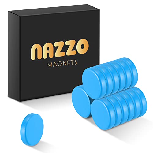 NAZZO Rare Earth Magnets, Strong Neodymium Magnets for Refrigerator, Whiteboard, Home, Kitchen and Office, Small Round Button Magnet, 12x3mm 18pcs, Blue