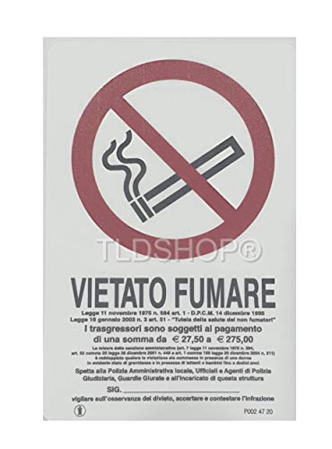 Tldshop® - Cartello Segnaletico - Vietato Fumare - 20X30 Cm (1, 20X30 Cm)