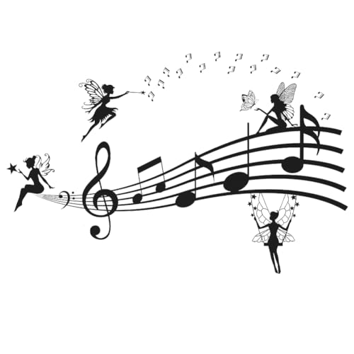 CREATCABIN Pegatinas de Pared de Música, Calcomanías Negras de Notas Musicales, s, de PVC, Autoadhesivas, para Estudio de Arte Estético, Vinilo Despegable para Sala de Estar, Hogar, Aula, Escuela, Dec