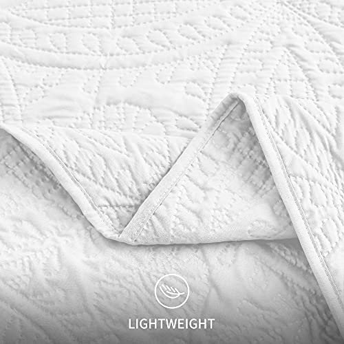 Love's Cabin Quilts For Queen Bed White Bedspreads - Soft Bed Summer Quilt Lightweight Microfiber Bedspread- Modern Style Coin Pattern Coverlet For All Season - 3 Piece (1 Quilt, 2 Pillow Shams) #TOP5