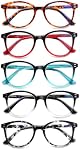 5 Pack Blue Light Blocking Reading Glasses for Women Men,Spring Hinge Computer Readers Eyeglasses