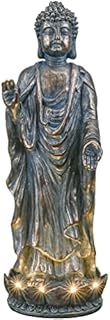 TERESA'S COLLECTIONS Meditation Buddha Garden Ornament Outdoor with Solar Light, Waterproof Resin Peaceful Large Garden Statue Figurine for Patio Lawn Yard Decoration, 40cm