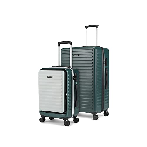 Image of Assembly Premium Polycarbonate Luggage Set of 2 - Hard-Sided Medium Check in (24 Inches) & Cabin Luggage (20 Inches) Trolley Bags for Travel with in-Built TSA Lock- Dual Green(Starkpro)