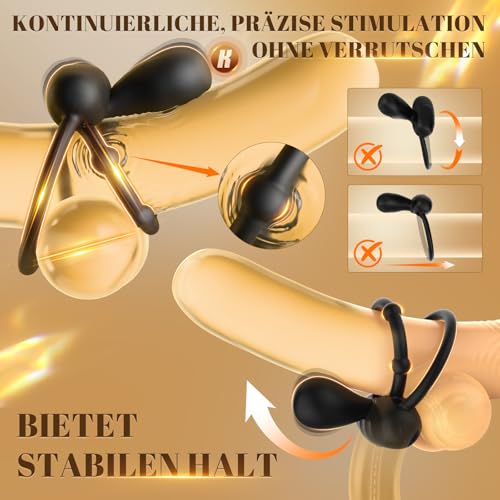 Cacuola Penisring Vibrator mit 360° Verstellbar Klitorisstimulation, Verzögerter Doppel Penis Ring Sex Spielzeug für die Paare Männer Frau, Penisringe Erotisches Sexspielzeug für Paare Extrem Sex Toys