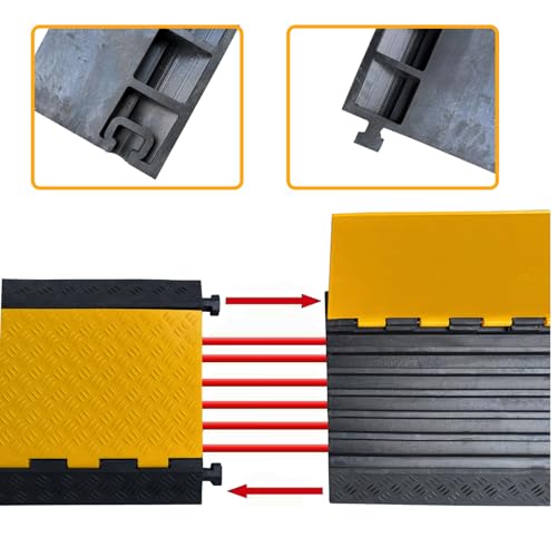 F COME 6 Channel Heavy-Duty Rubber Cable Ramp, 22,000 lbs Load Capacity Cable Protector Ramp, Hose & Cord Cover for Indoor & Outdoor Driveway, Garage, Stage, Warehouse by F COME - Image 3