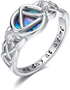 MONGAS AA Sober Gifts for Women Sterling Silver Sobriety Ring Alcoholics Anonymous Recovery Rings Sobriety Jewelry for Women Men