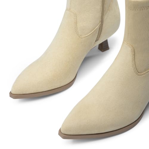 Athlefit Womens Ankle Boots Kitten Heel Short Booties Nude Suede Size 10 by Athlefit - Used condition - Image 5