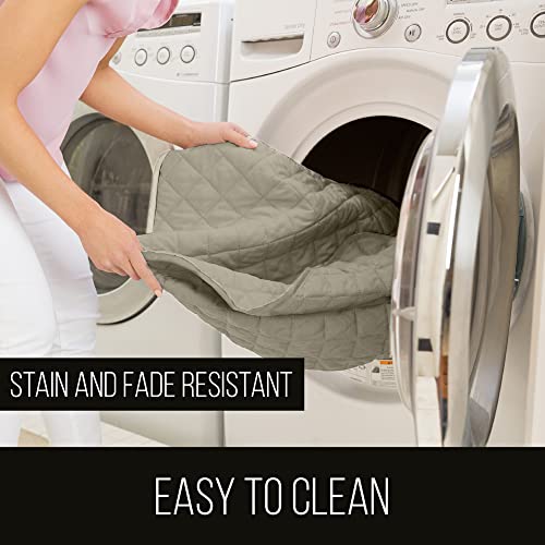 Sofa Shield Patented Couch Slip Cover, Large Cushion Protector, Reversible Stain And Dog Tear Resistant Slipcover, Quilted Microfiber 70” Seat, Washable Covers For Dogs Pets Kids, Light Taupe #TOP7