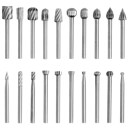 Yenvory Set di 20 Frese Rotanti 3mm (1/8) – Accessori per Intaglio Legno, Scultura, Incisione e Fai da Te – Compatibili con Utensili Rotativi Multifunzione