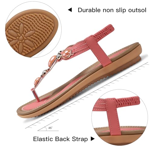 Image of SHIBEVER Flat Sandals for Women Dressy: Summer Comfortable Dress Thong Flats Sandal