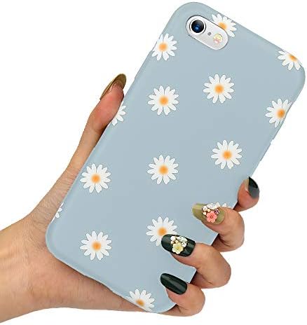 LLZ.COQUE for iPhone SE Case 2020/2022, iPhone 7/8 Phone Case for Women Girls, Cute Daisy Flower Cover Soft Silicone Slim Fit Protective Phone Case for iPhone SE 2nd 3rd Generation