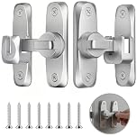 2 Packs 90/180 Degree Flip Door Latch Lock, Sliding Door Latch Locks, Flip Latches Gate LatchesFlip Sliding Barn Gate Lock for Bathroom Garage Garden Cabinets Window Barn Doors, with Screws, Silver
