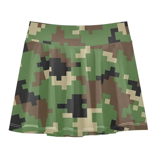 Girls Skorts Athletic Shorts Kids Tennis Skirts Purple Pleated Skort Digital Camouflage Pixelated Green 3t2