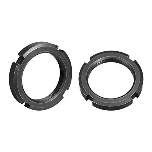 uxcell M40x1.5mm Fine Pitch Thread Retaining Four-Slot Slotted Round Nut, 2Pcs Carbon Steel Round Lock Nut for Various Rolling Bearings, Industrial Field, Black