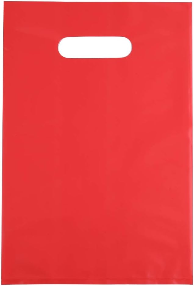 Tebery 100 Pack Plastic Goody Bags 11-3/4" x 7-7/8" Party Favor Bags Assorted in 10 Color -2 Mil Extra Thick