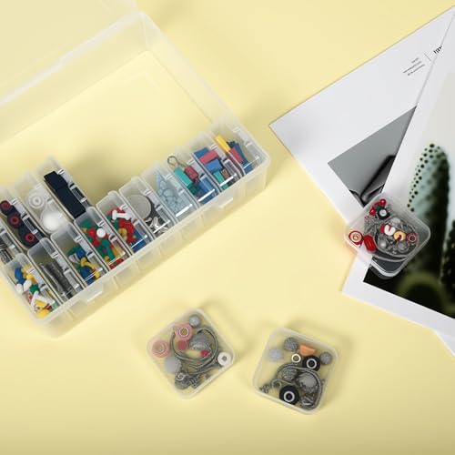 Wusboo 30 Stück Kleine Aufbewahrungsboxen mit Deckel, 5,5 x 5,5 x 2cm, Mini Kunststoff Transparente Aufbewahrungsbehälter für Kleinteile, Pillen, Ohrringe, Ringe, Perlen, Schrauben