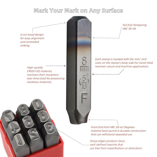 image for WKSTOOL 27pcs Heavy Duty Steel Stamp Uppercase Reverse Letters 5/64 2m