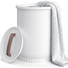Asuka Towel Warmer, Large Towel Warmer for Bathroom with Wood Handle, 4 Delay Settings&Auto Shut Off, Towel Warmer Bucket Fits Two 40"X70" Oversized Towels, Bathrobes, Blankets, PJs and More, White