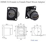 QIANRENON Złącze HDMI D do Montażu Panelowego - Gniazdo Żeńskie na Żeńskie, Adapter Konwerter 2.0, Moduł Przejściowy