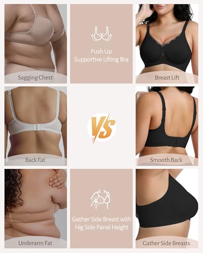 Image of Jelly Bras for Women No Underwire Mesh Wireless Crossover Bra Seamless Full Coverage Lift T Shirt Sleep Bralettes