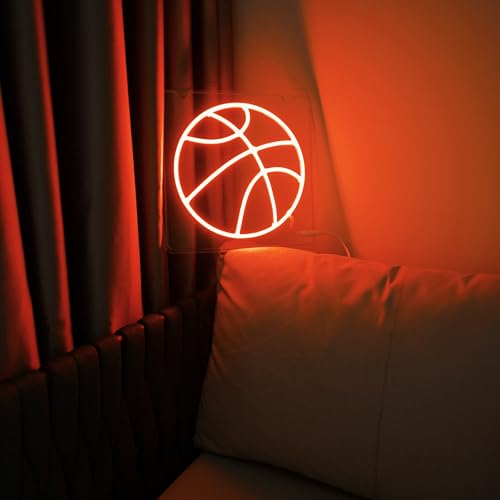 S SPLENDID SOUND Basketball Neon Sign, 11.8 Inch Basketball Led Light Room Decor Aesthetic, Sports Neon Lights for Bedroom Decoration, Room Decor for Boys by S SPLENDID SOUND - Used condition - US$27.70