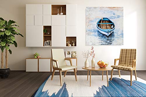 YHSKY ARTS Serene Blue Rowboat Canvas Wall Art: Coastal Calm for Your Home Decor - Image 6