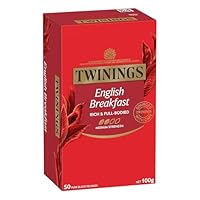 Twinings English Breakfast Black Tea, 50 Tea Bags, Full-Bodied, Rich, All Natural Ingredients, Vegan