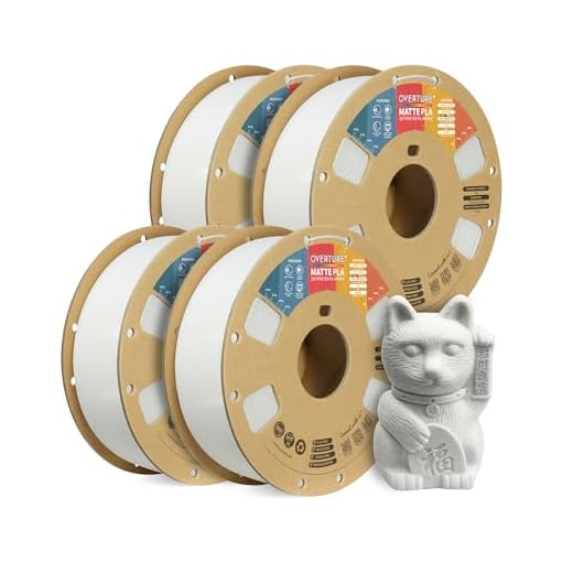 OVERTURE 4KG Bundle Matte PLA 3D Printer Filament 1.75mm, Matt Surface & Low Warping Filament 4 Pack 1kg Spool (2.2 lbs), Fit Most FDM Printers (Matte White 4-Pack)