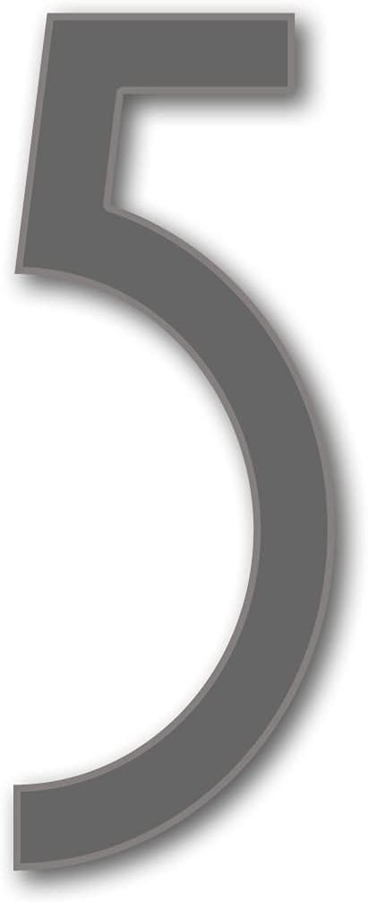 House Number 5 AVENIDA Art Deco Door Numbers in 3 Sizes (15, 20, 25cm / 5.9, 7.8, 9.8in) Modern Floating House Number Acrylic incl. Fixings, Colour:Anthracite, Size:20cm / 7.9'' / 200mm
