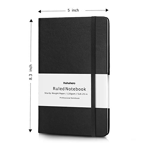 Huhuhero-Notebook-Journal-Classic-Ruled-Hard-Cover-120Gsm-Premium-Thick-Paper-with-Fine-Inner-Pocket-Black-Faux-Leather-for-Journaling-Writing-Note-Taking-Diary-and-Planner-58251