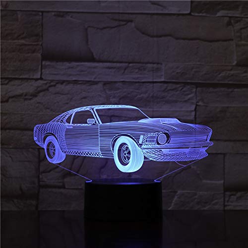LIkaxyd 3D Lampe Illusion Optique Led Veilleuse, 7 Couleurs Tactile Lampe De Chevet Chambre Lumière De Nuit Avec Câble Usb，Meilleur Cadeau De Nouvel An[Classe Énergétique A+++]Nouveauté Cool Hyundai