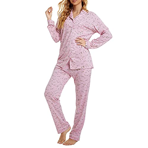 Image of Tugege Pajamas Set Long Sleeve Sleepwear Womens Button Down Nightwear Pj Sets