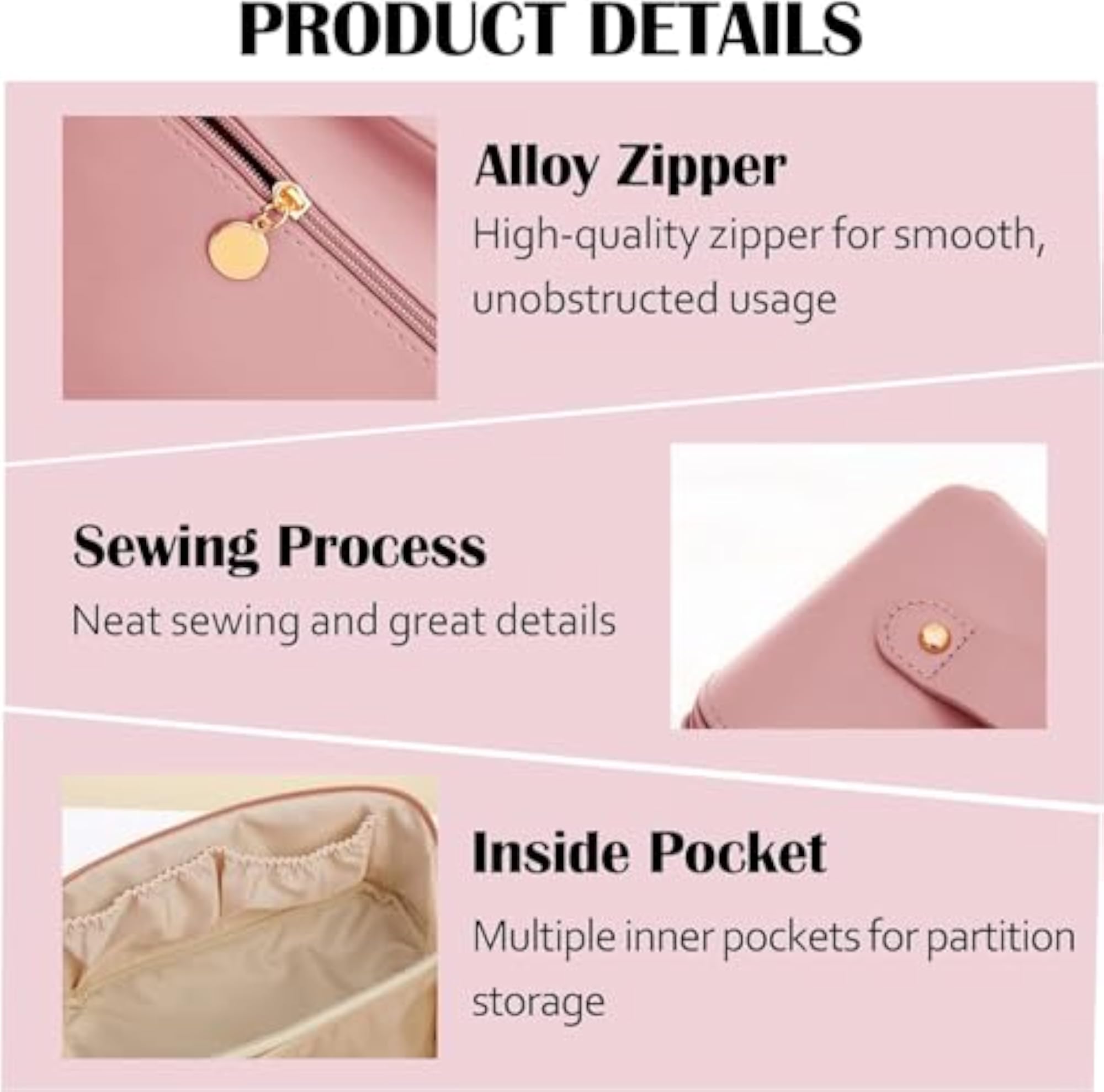 Large Capacity Waterproof PU Leather Makeup Bag for Women