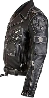 Men's Genuine Cowhide Top Grain Premium Heavyweight Biker Leather Jacket | HD Motorcycle Black Leather Jacket | Size Xs - 4xL