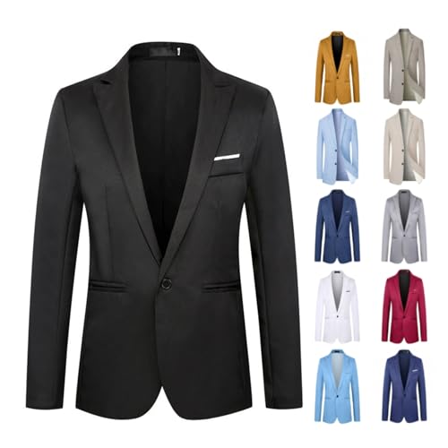 Rtdyvyuhb Mens Blazer Jacket Slim Fit Casual Button Business Suit Jacket Sport Coats Formal Wedding Tux Blazer with Pockets