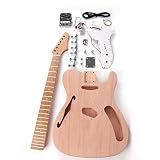 Roasted Canadian maple Neck DIY Electric Guitar Kit unfinished Cutted Headstock Mahogany Body Maple
