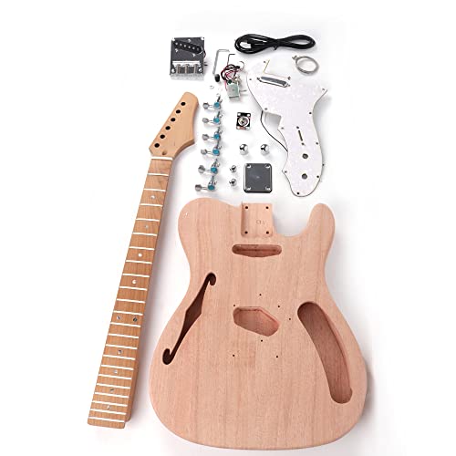 Roasted Canadian Maple Neck Diy Electric Guitar Kit Unfinished Cutted Headstock Mahogany Body Maple Rosewood Fingerboard Fretboard All Parts Included (Tl Fhole Maple Fretboard) #TOP6