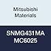 Mitsubishi Materials SNMG431MA MC6025 Coated Carbide SN Type Negative Turning Insert with Hole, MA Breaker, Square, Grade MC6025, 0.5" IC, 0.187" Thick, 0.02" Corner Radius (Pack of 10)