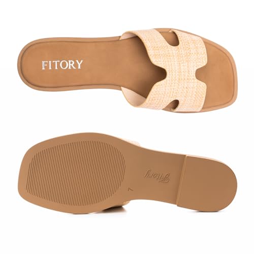 FITORY Women's Slide Sandals, Fashion Square Open Toe Flats with Cushion by FITORY - Used condition - Image 6