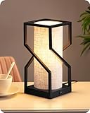 EDISHINE Modern Table Lamp, Touch Control 3 Way Dimmable Bedside Lamp with USB-A Charging Port, Linen Shade Nightstand Lamp for Bedroom, Living Room, Bulb Included