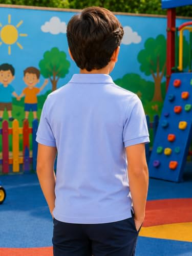 Image of Lux Cozi Boy's Polycotton Polo T-Shirt | Solid Collared Half Sleeve Tee for Kids | Soft Breathable Summer Wear | Casual Smart Polo T-Shirt | 3-14 Years